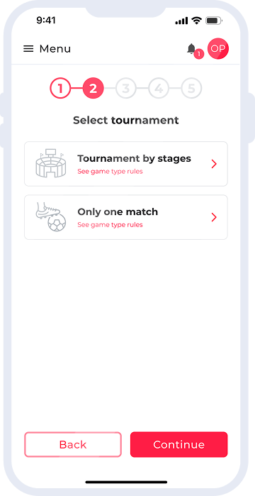Screen with the game modes in Pollaya